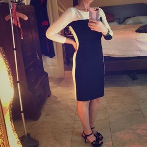 Ralph Lauren Black & White Color-blocked Midi